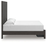 Fraluna Charcoal King Panel Storage Bed side view