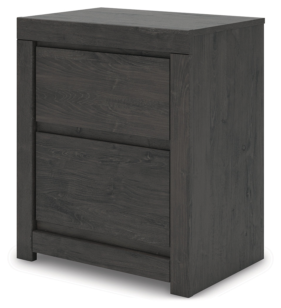Fraluna Charcoal Nightstand open drawers