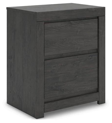 Fraluna Charcoal Panel Storage Bedroom Set angled view