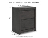 Fraluna Charcoal Panel Storage Bedroom Set dimension view