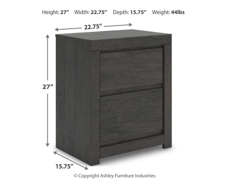Fraluna Charcoal Panel Storage Bedroom Set dimension view