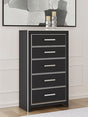 Zuraleus chest of drawers matte black front angle