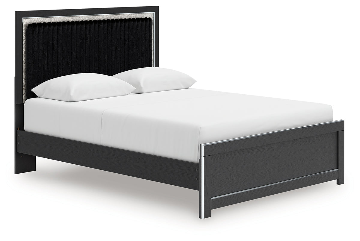 Zuraleus Bed side angle showing upholstered headboard