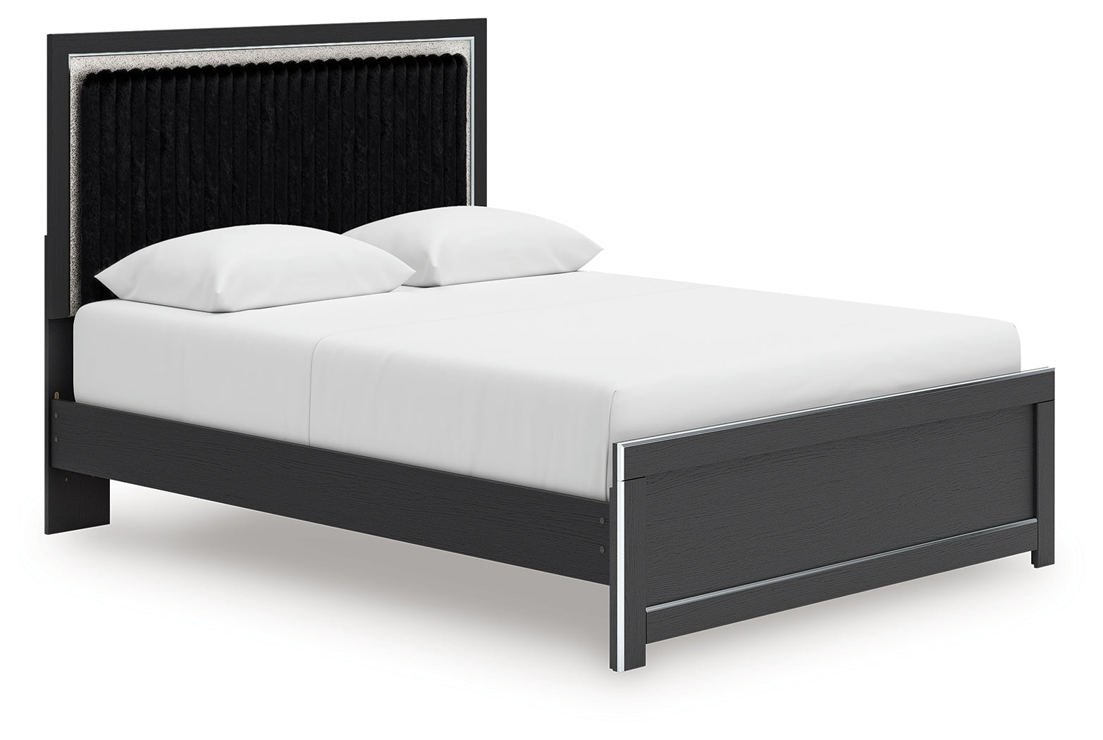 Zuraleus Bed side angle showing upholstered headboard