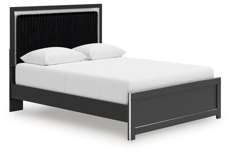 Zuraleus Bed side angle showing upholstered headboard