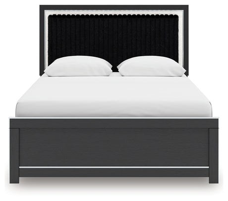 Side view of Zuraleus black queen bed