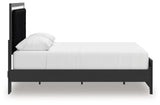 Zuraleus Black Queen Upholstered Panel Platform Bed front angle