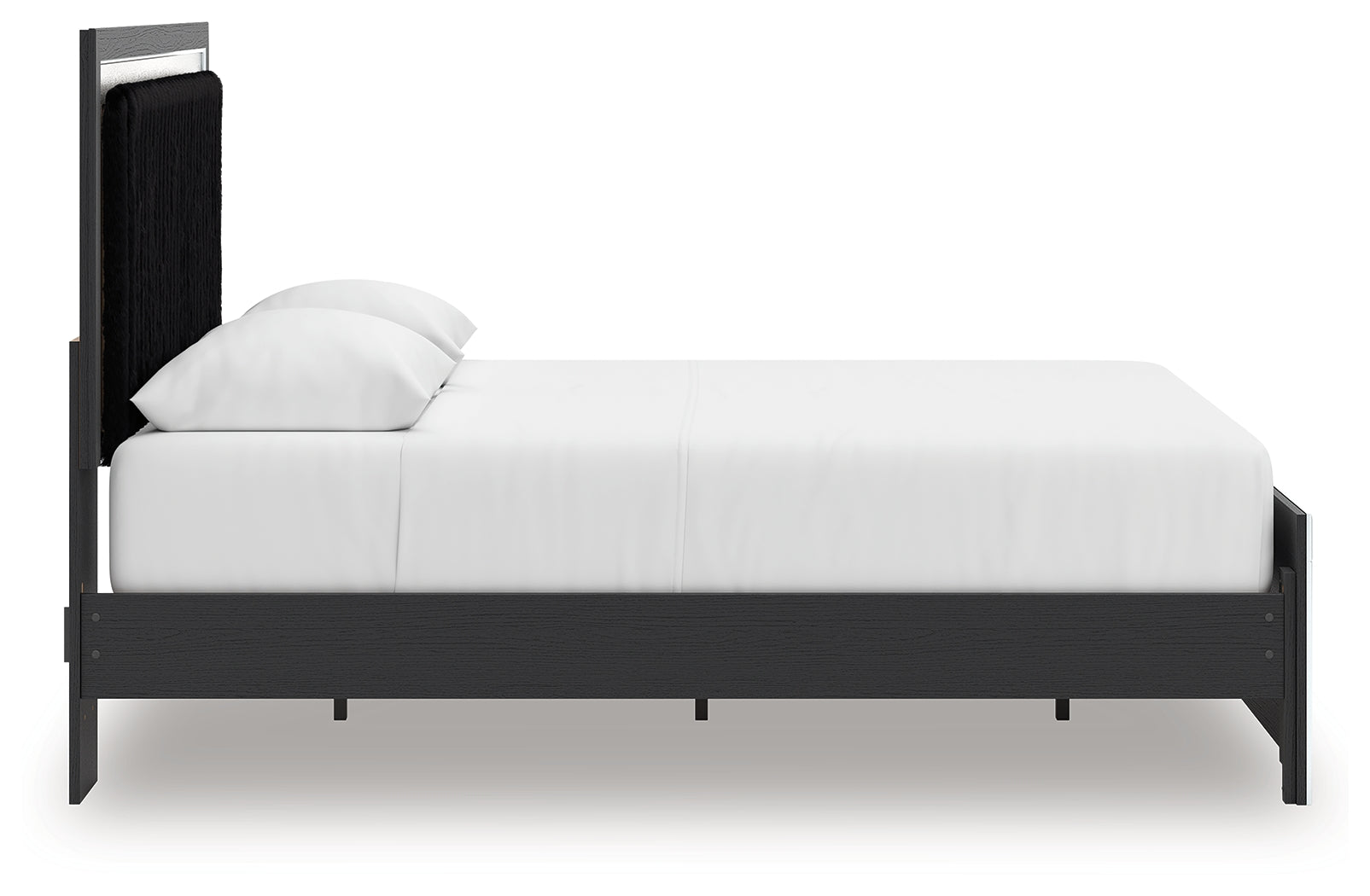 Zuraleus Black Queen Upholstered Panel Platform Bed front angle