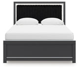 Zuraleus Black Queen Upholstered Panel Bed back view