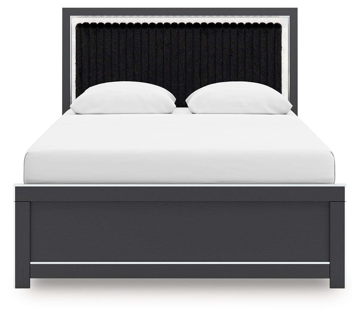 Zuraleus Black Queen Upholstered Panel Bed back view
