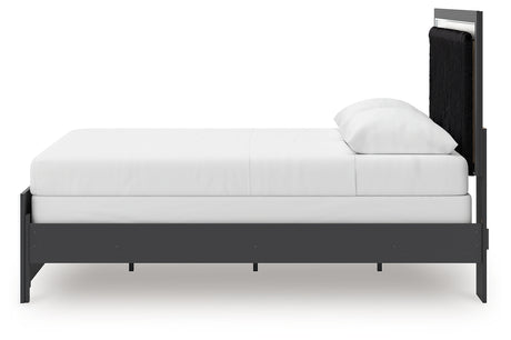 Zuraleus Black Queen Upholstered Panel Bed upholstery detail