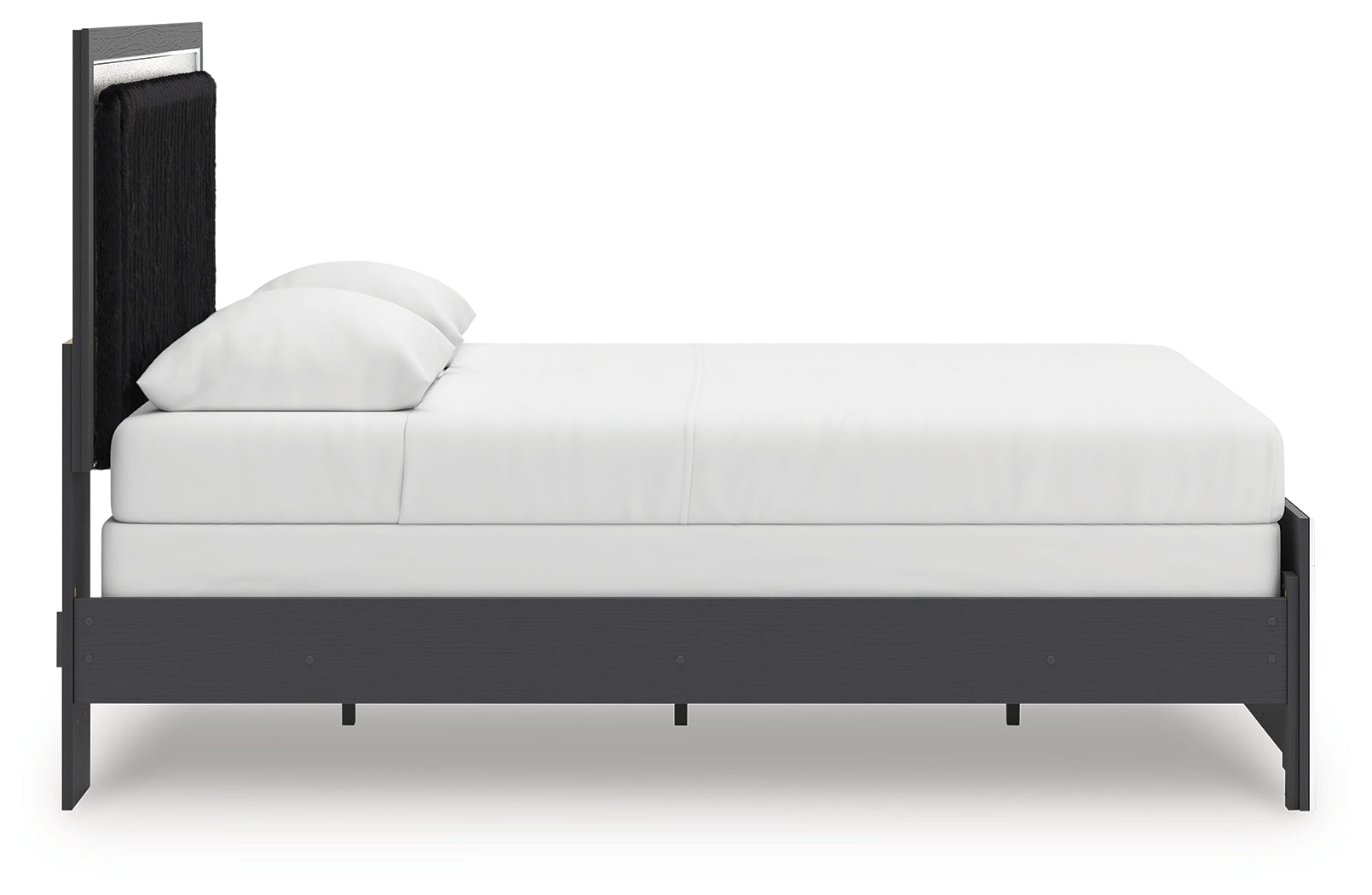 Zuraleus Black Queen Upholstered Panel Bed side view