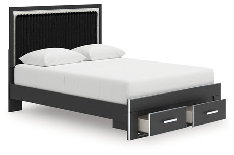 Open storage drawer with faceted chrome-tone handle