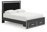 Zuraleus Queen Storage Bed angled view showing chrome accents