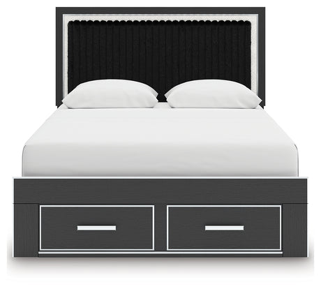 Front headboard detail showing upholstery and tufting