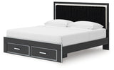 Zuraleus Black King Upholstered Panel Storage Bed alternative angle