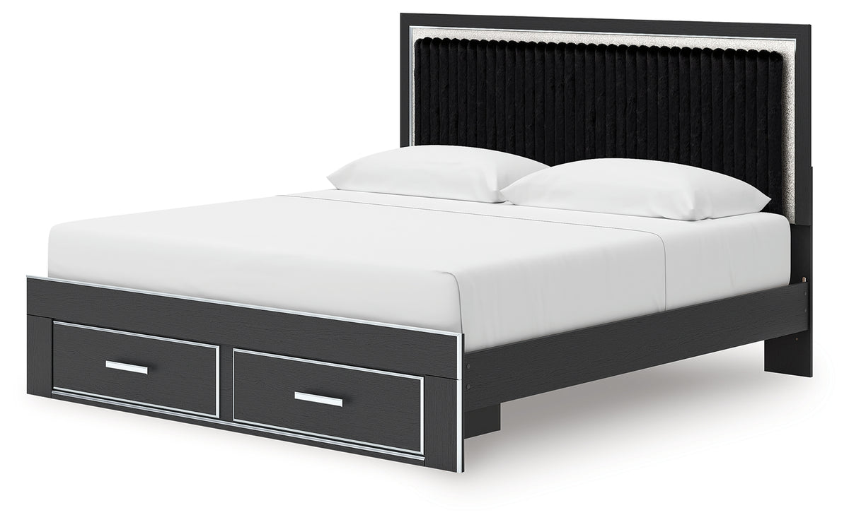 Zuraleus Black King Upholstered Panel Storage Bed alternative angle