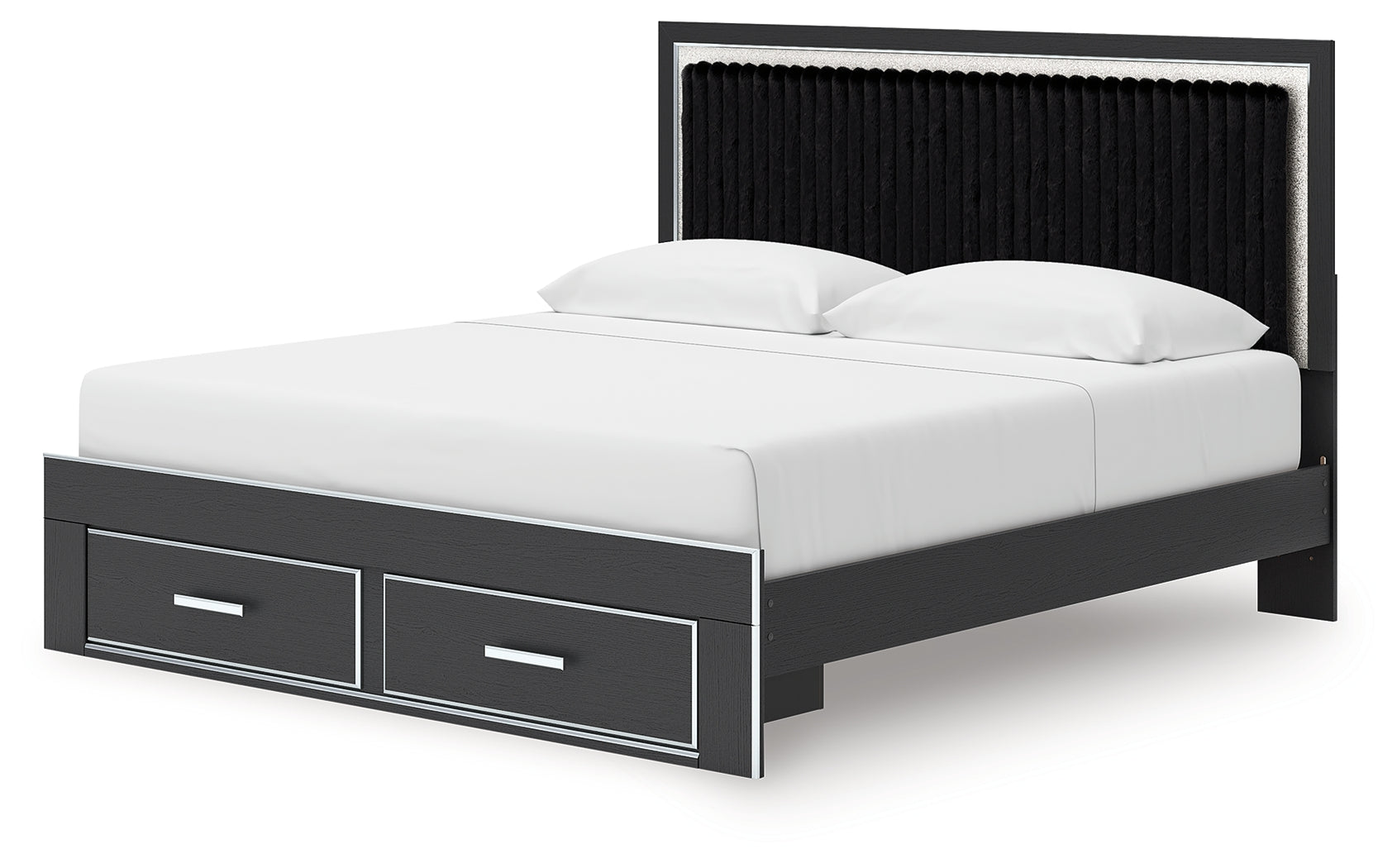 Zuraleus Black King Upholstered Panel Storage Bed alternative angle