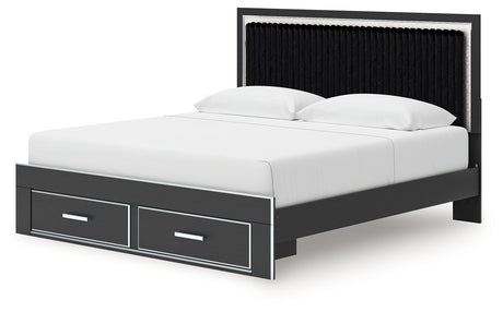 Zuraleus Black King Upholstered Panel Storage Bed alternative angle