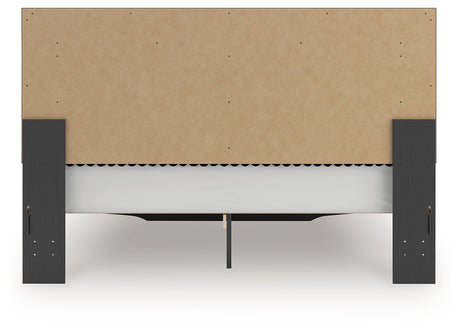 Zuraleus Black King Upholstered Panel Storage Bed back view