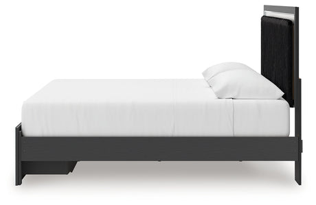 Zuraleus Black King Upholstered Panel Storage Bed side alternative angle