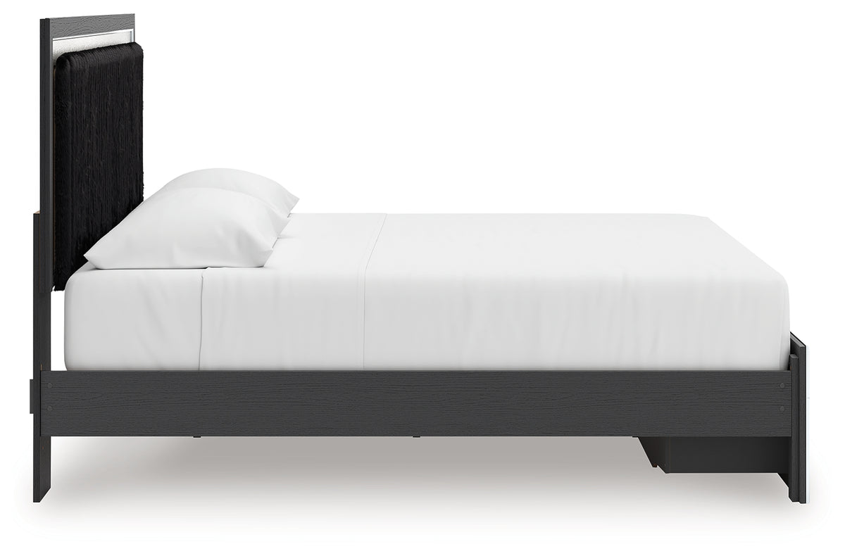 Zuraleus Black King Upholstered Panel Storage Bed side profile