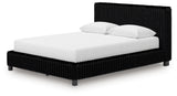 Zuraleus Black Queen Upholstered Panel Bed front view