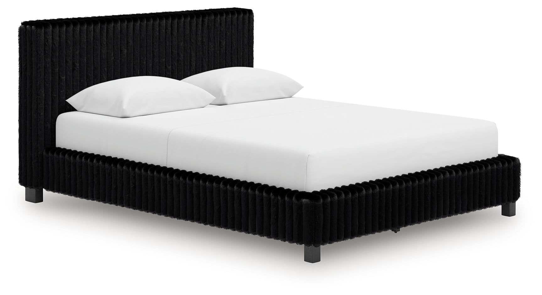 Zuraleus Black Queen Upholstered Panel Bed close-up of headboard