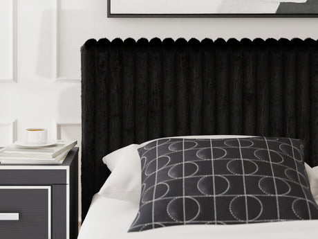 Zuraleus Black Queen Upholstered Panel Bed angled view
