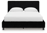Zuraleus Black Queen Upholstered Panel Bed back view