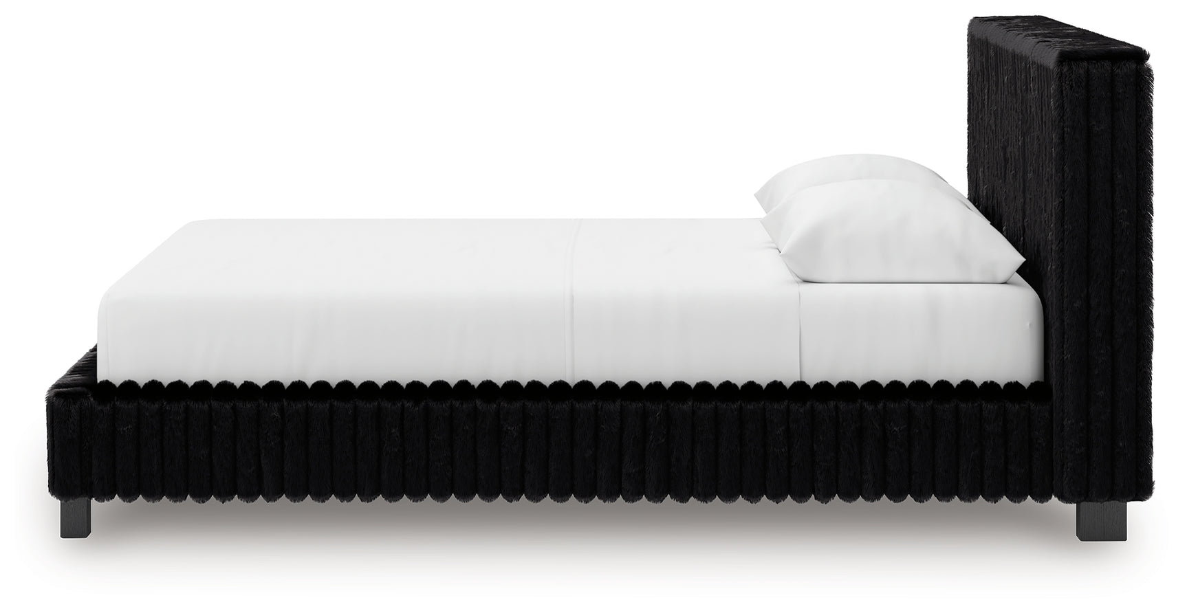 Zuraleus Black Queen Upholstered Panel Bed side view