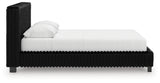 Zuraleus Black Queen Upholstered Panel Bed detailed upholstery close-up