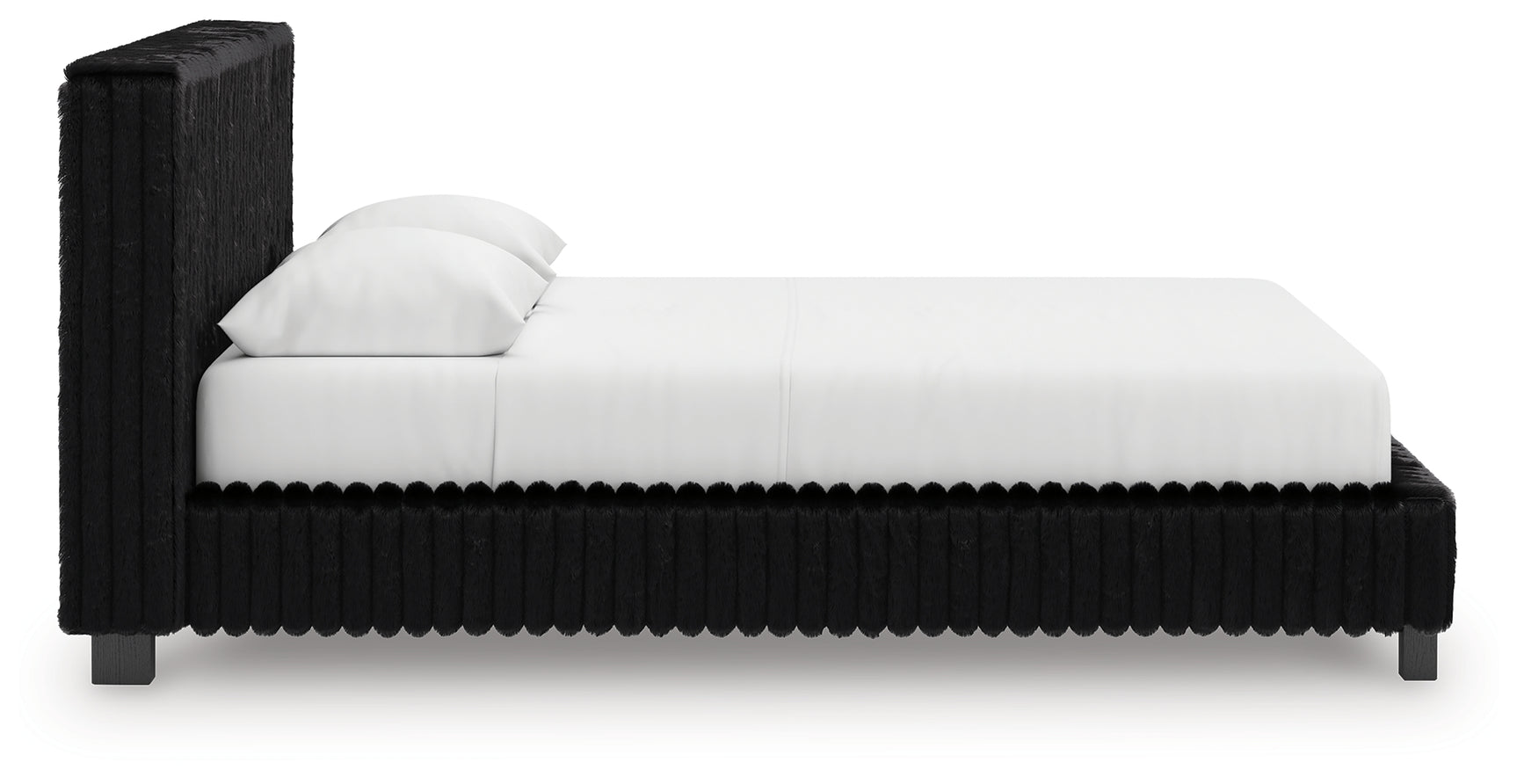 Zuraleus Black Queen Upholstered Panel Bed detailed upholstery close-up
