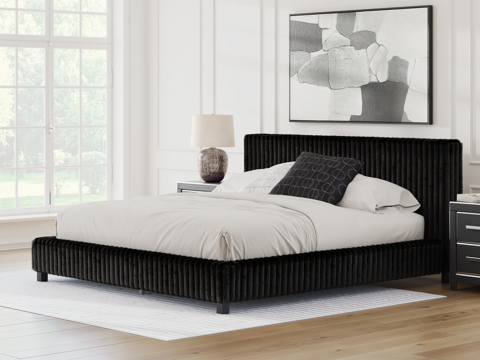Zuraleus Black King Upholstered Bed