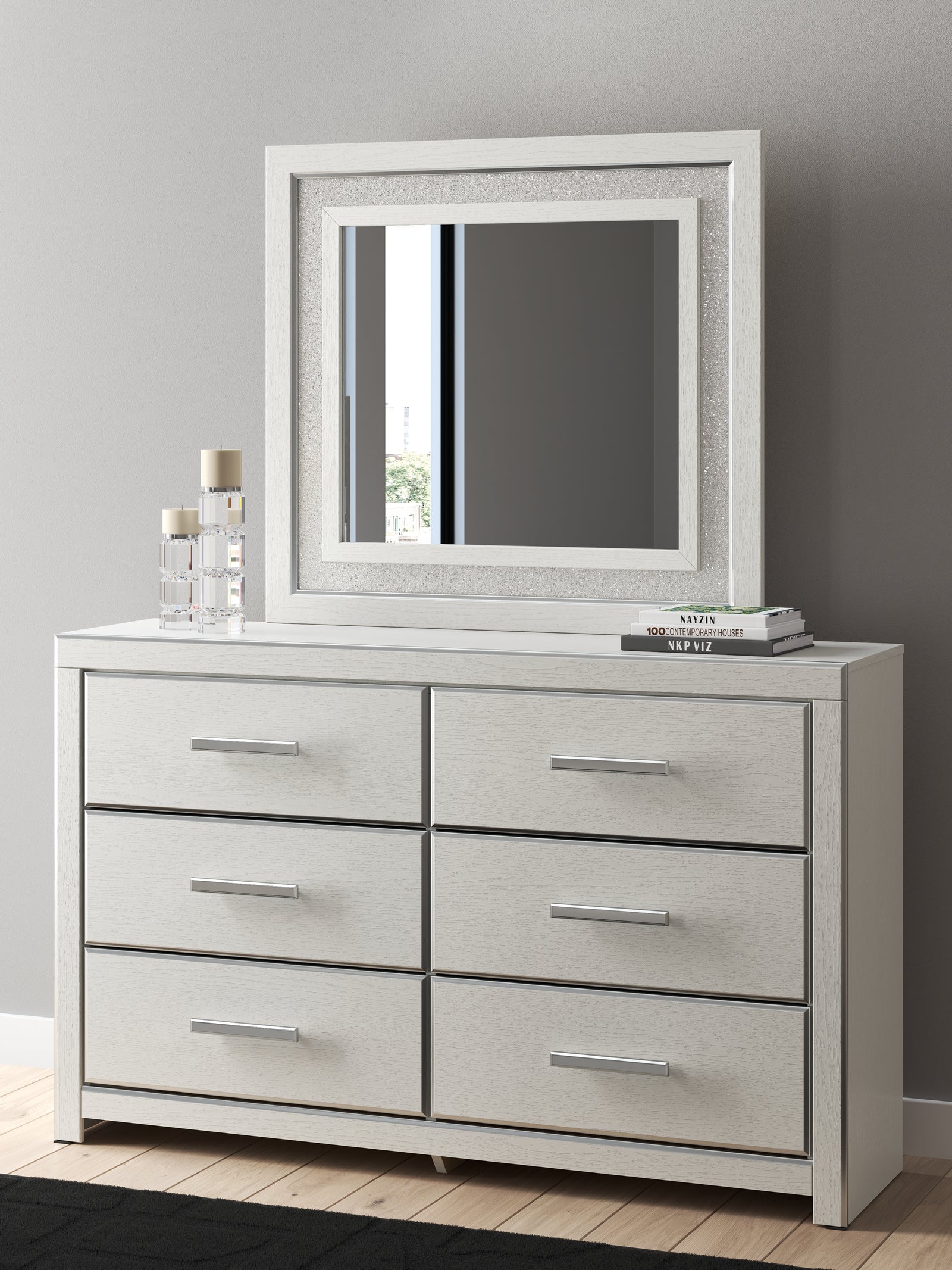 Zuraleus White Dresser and Mirror