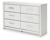 Top view of Zuraleus white dresser highlighting finish and surface