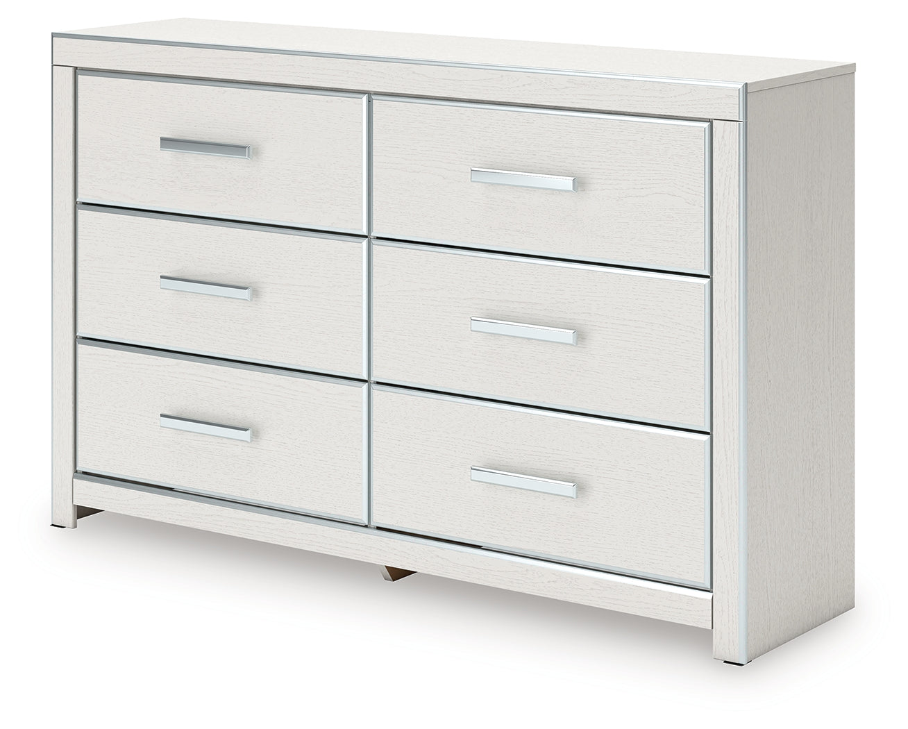 Top view of Zuraleus white dresser highlighting finish and surface
