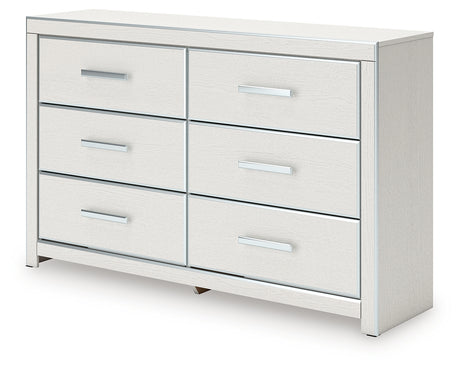 Top view of Zuraleus white dresser highlighting finish and surface