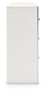 Back view of Zuraleus white dresser illustrating construction