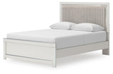 Zuraleus White Upholstered Panel Platform Platform Upholstered Bedroom Set 2 angled view