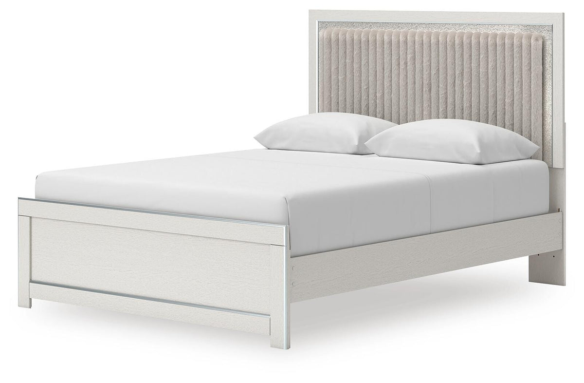 Zuraleus White Upholstered Panel Platform Platform Upholstered Bedroom Set 2 angled view