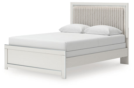 Zuraleus queen upholstered panel bed side profile