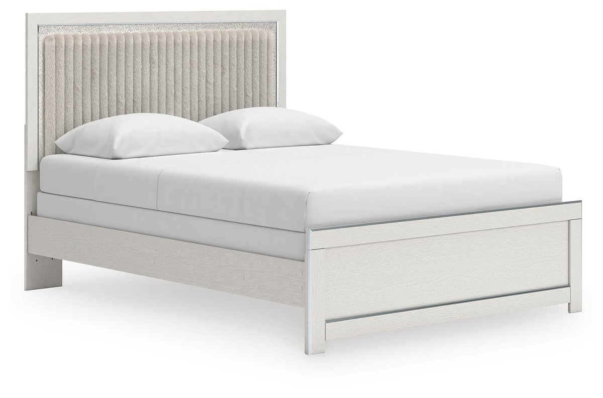 Zuraleus White Upholstered Panel Bedroom Set 2 angled view