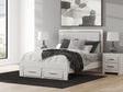 Zuraleus White Queen Upholstered Panel Storage Bed front view