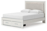 Storage drawers with faux linen laminate lining inside