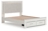 Upholstered panel headboard close-up, white with accent glitter