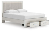 Zuraleus White Upholstered Panel Platform Storage Bedroom Set angled view