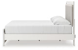 Close-up of upholstery and chrome-tone accents on Zuraleus White King Bed