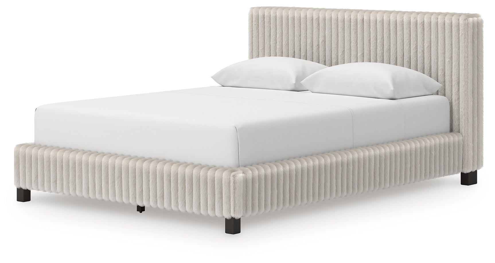 Alternate angle of Zuraleus queen bed in white upholstery