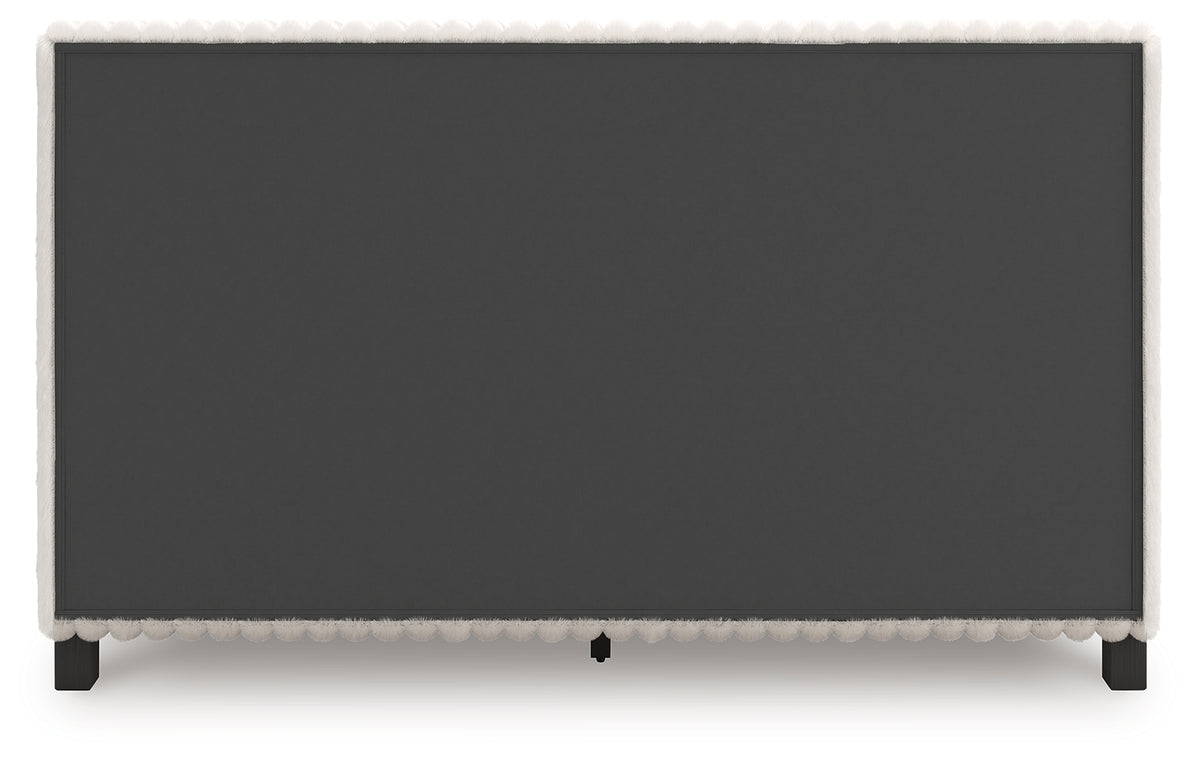 Back view of Zuraleus upholstered panel bed